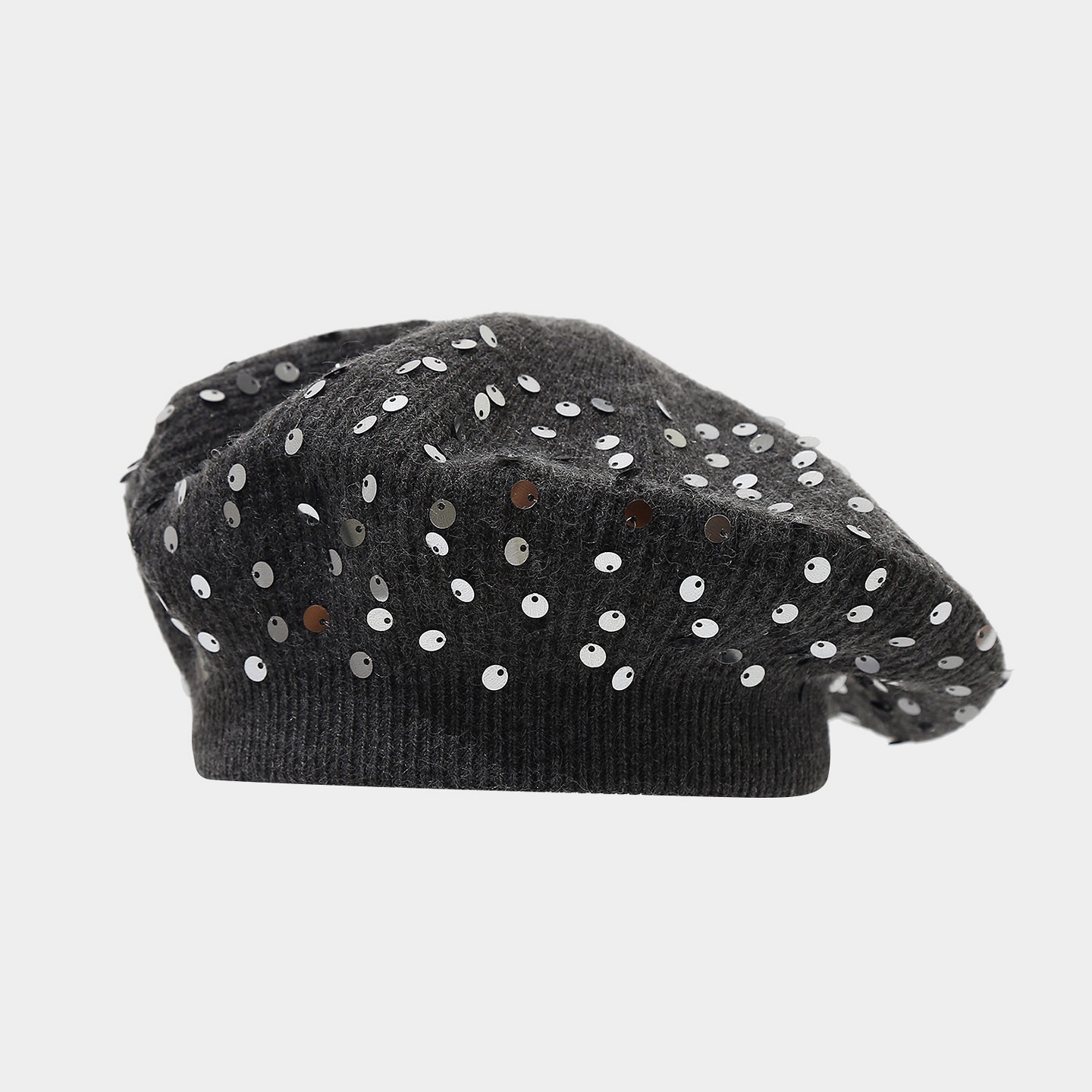 Beret French Wool - Women Sequin Knitted Beret Hat Vintage
